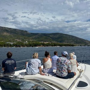 Guests enjoying a private boat tour along the Split coast.